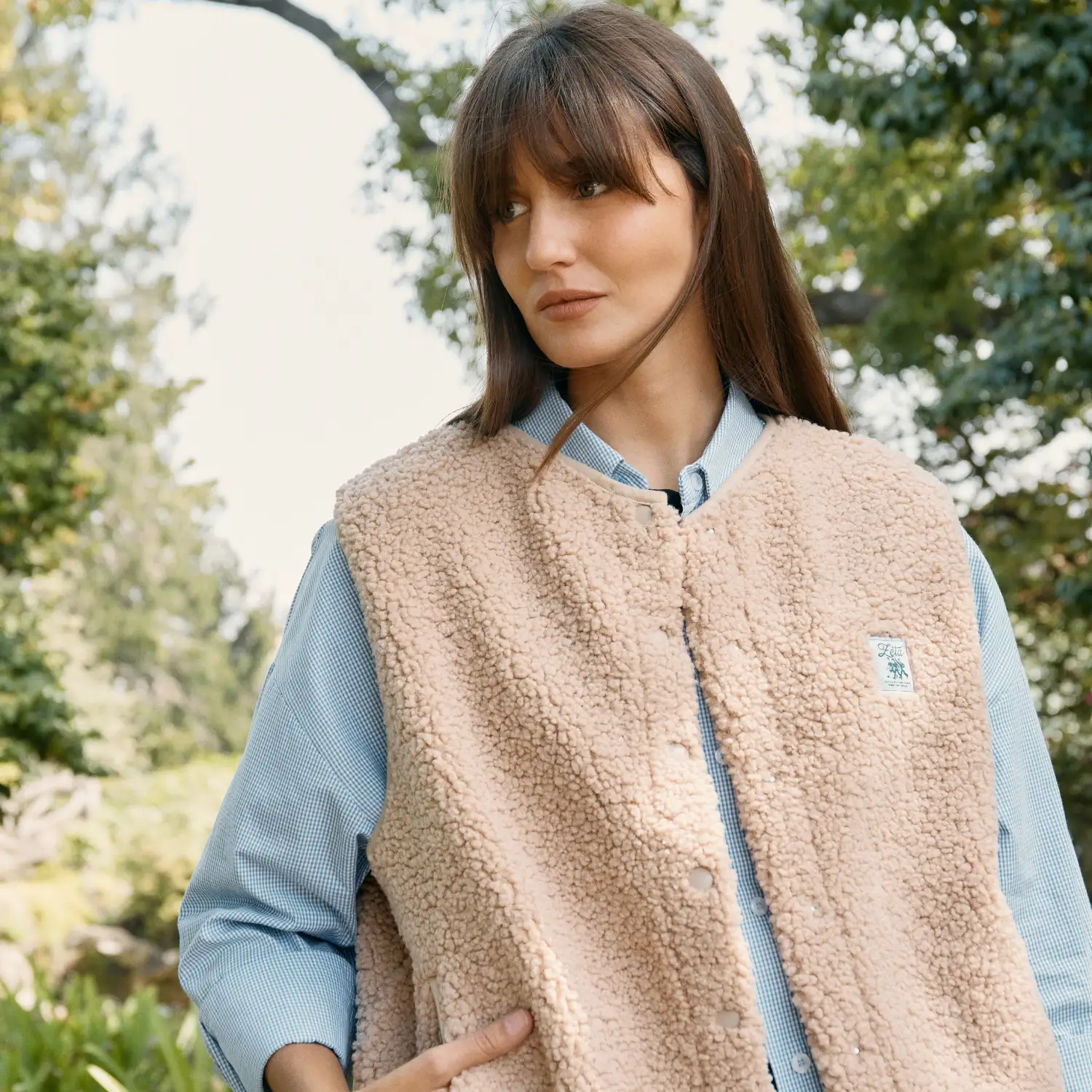 Veste Sherpa sans manche Camel - Image 3