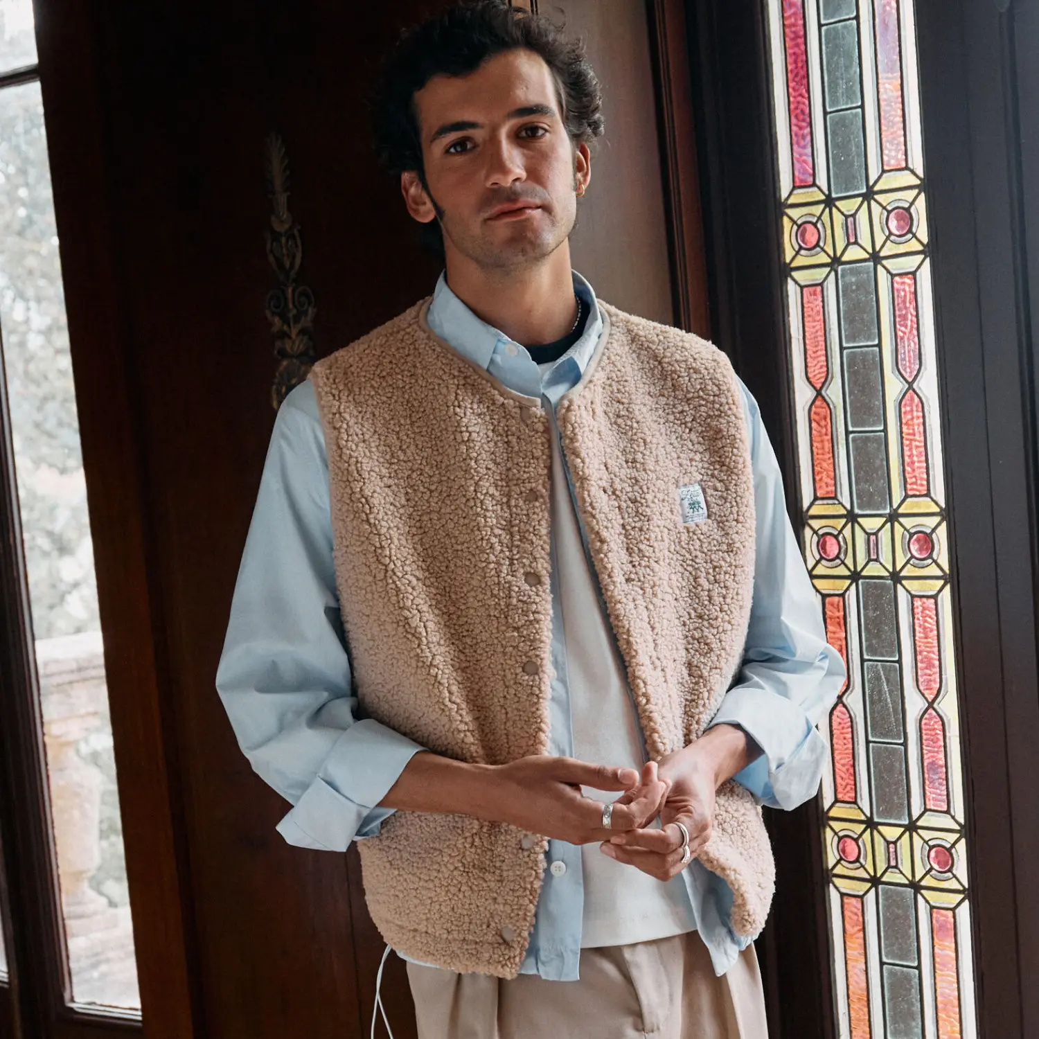 Veste Sherpa sans manche Camel - Image 4